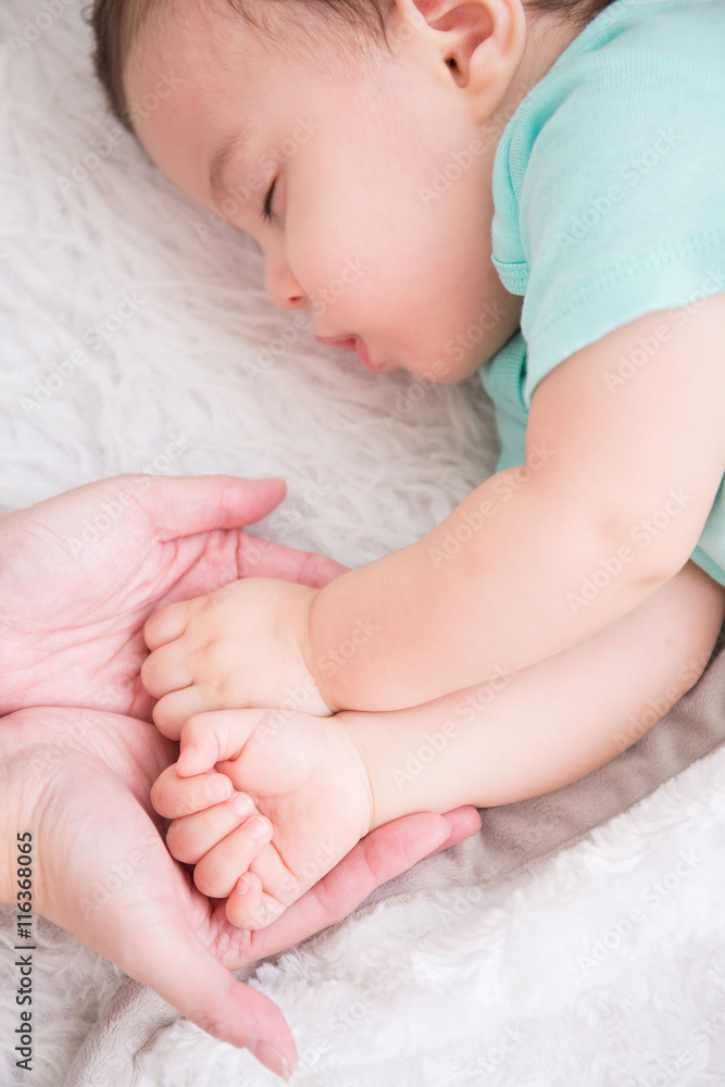 baby sleep on the bed