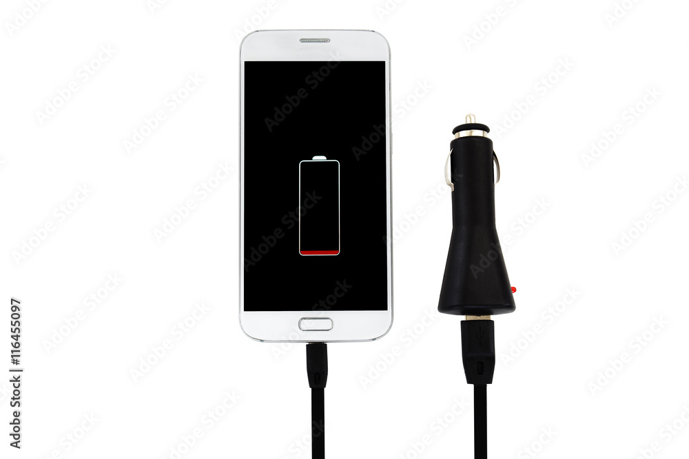 Charger plug phone on white background