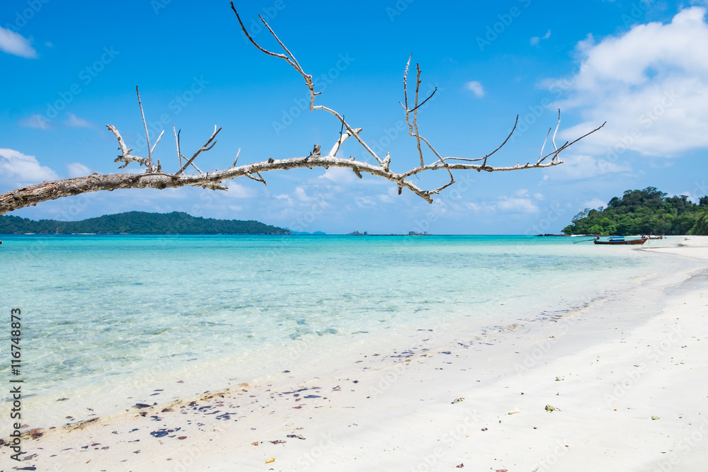 Sea beach colorful white sand smooth silvan at lipe island