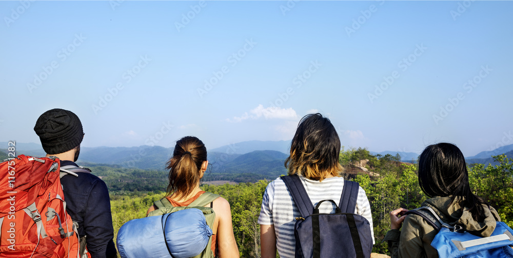 背包客露营徒步旅行旅行旅行概念