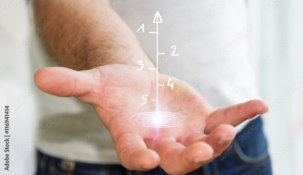 Man using hand-drawn business presentation