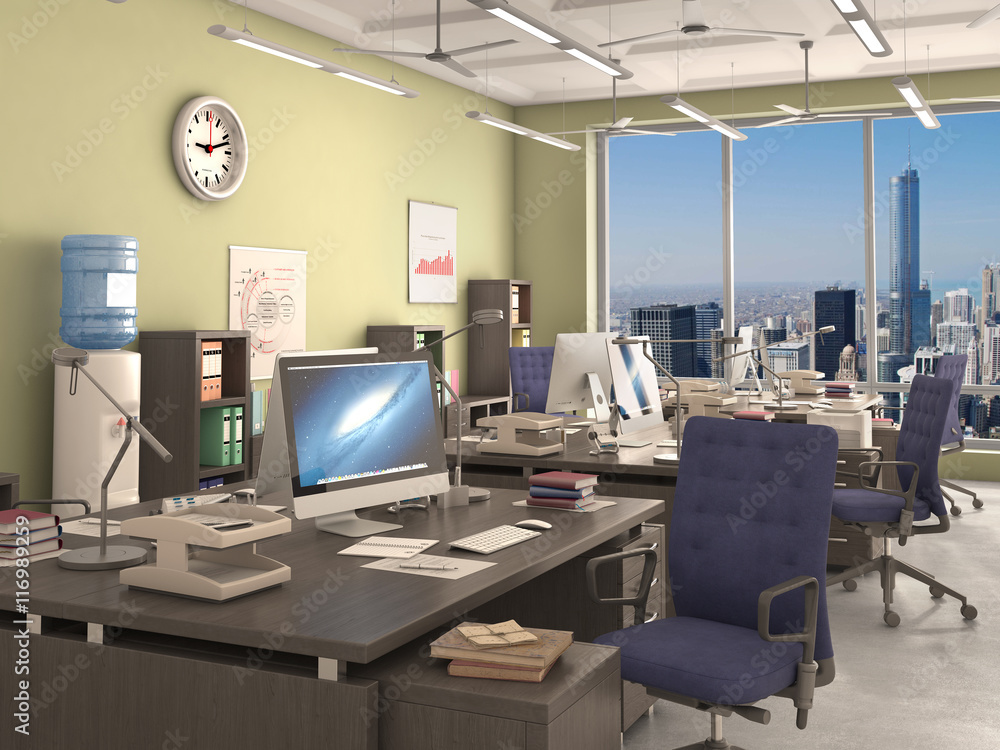 office interior, 3d illustration