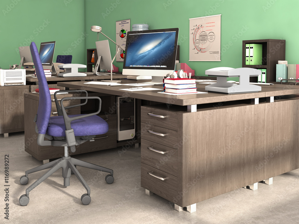 office interior, 3d illustration