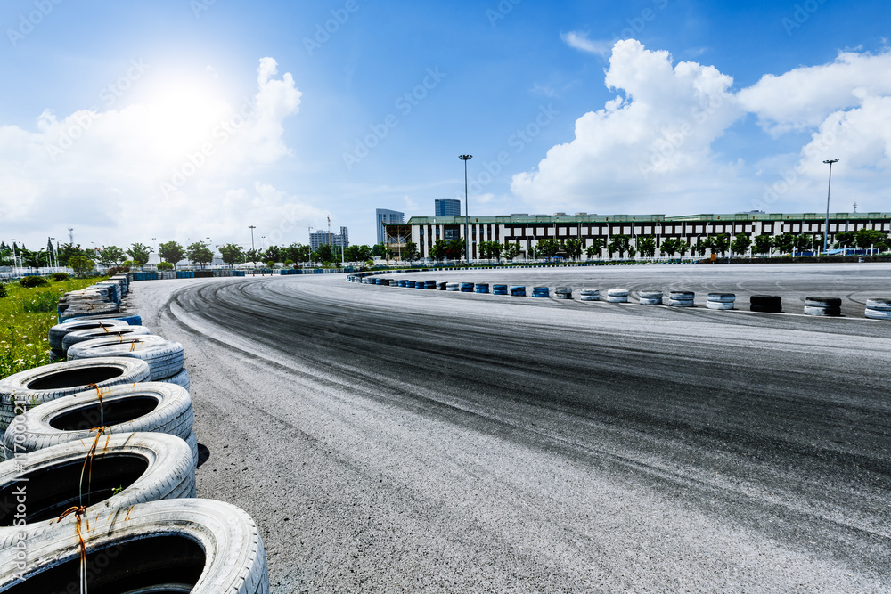 Asphalt road Vehicle track in outdoor circuit