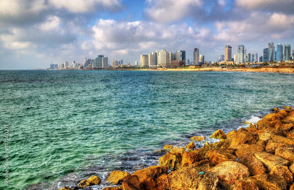 View of the Mediterranean waterfront in Tel Aviv