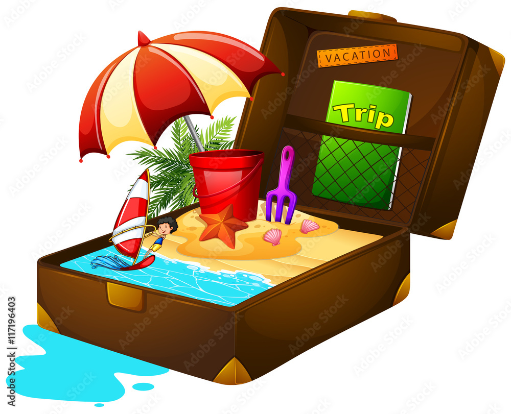 Beach and sand in suitcase