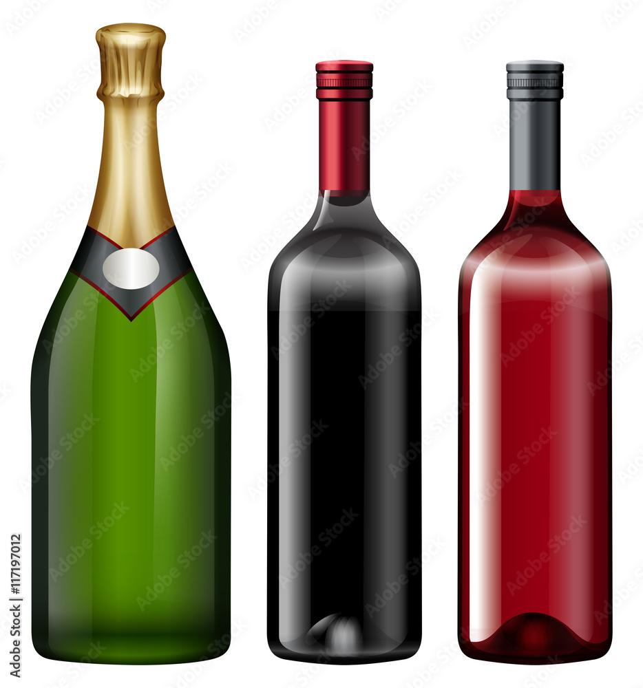 Three bottles of alcohol drink