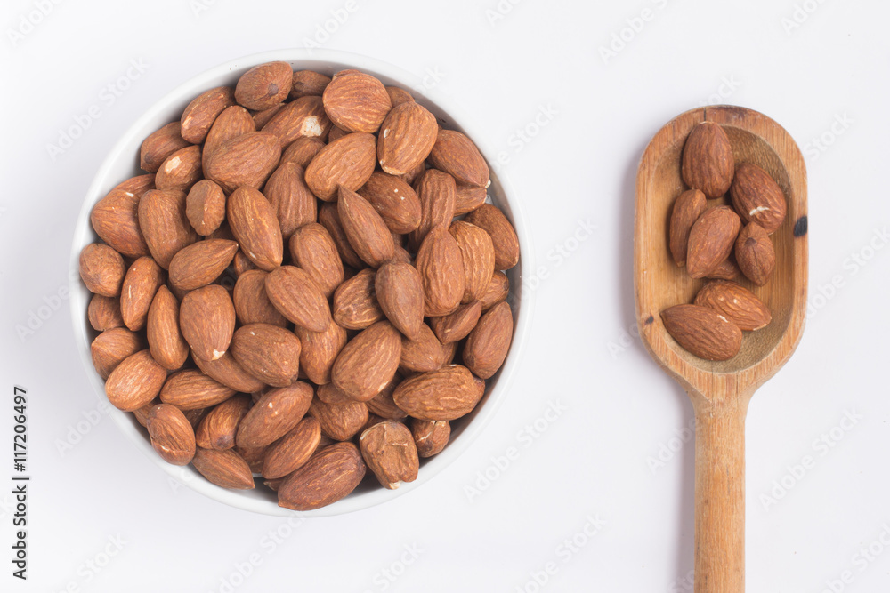 Almonds into a bowl