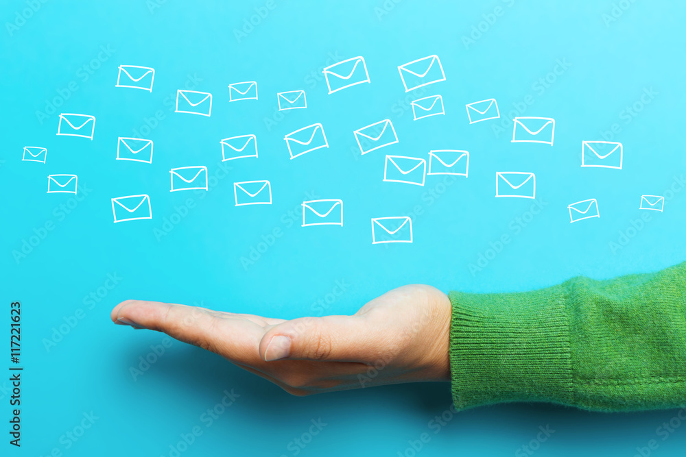 E-mail concept with hand