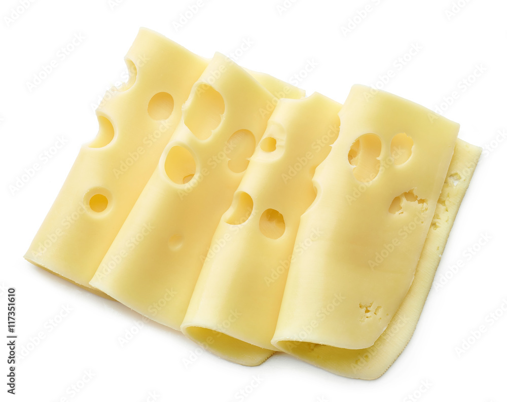 cheese slices on white background