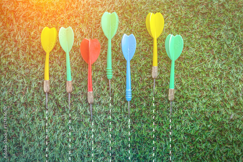 colorful dart arrow on grass floor