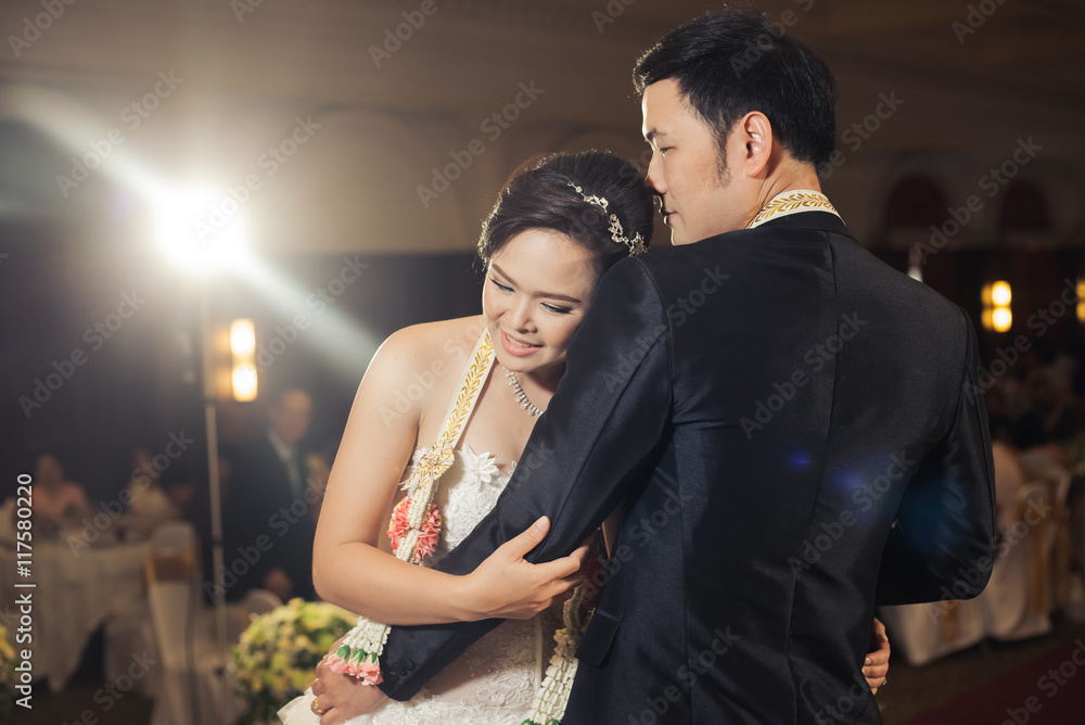 Bride and groom on their wedding day