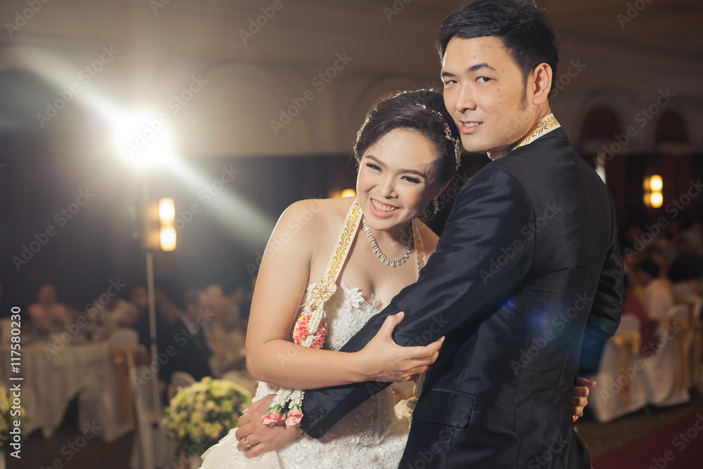 Bride and groom on their wedding day