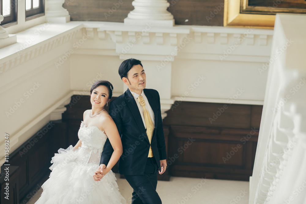 Bride and groom on their wedding day