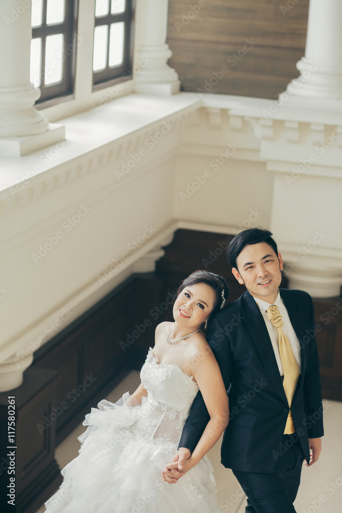 Bride and groom on their wedding day