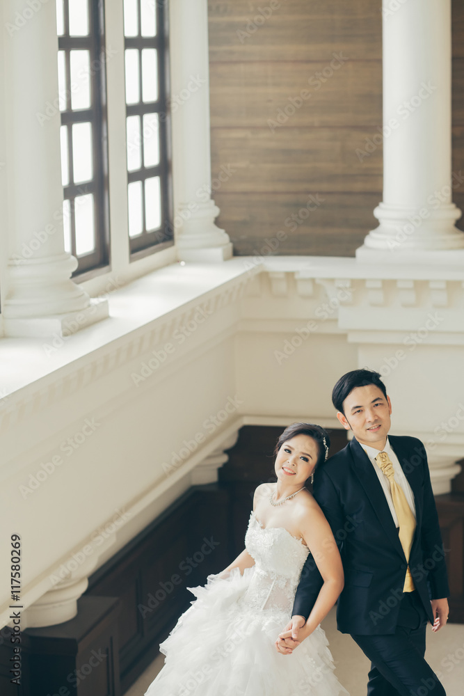 Bride and groom on their wedding day