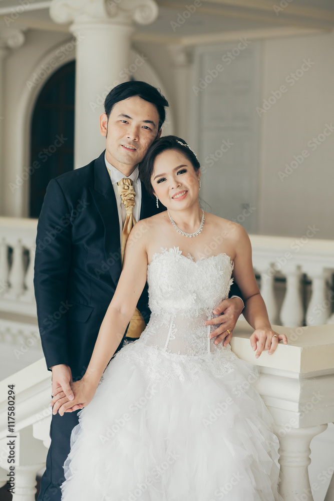 Bride and groom on their wedding day