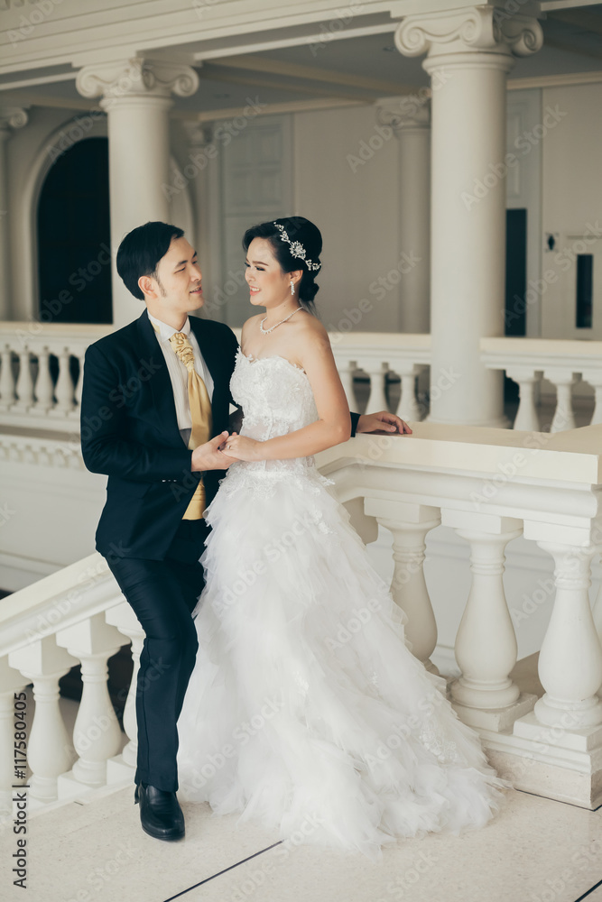 Bride and groom on their wedding day