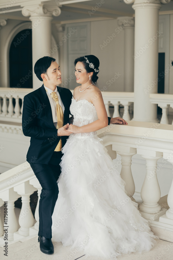 Bride and groom on their wedding day