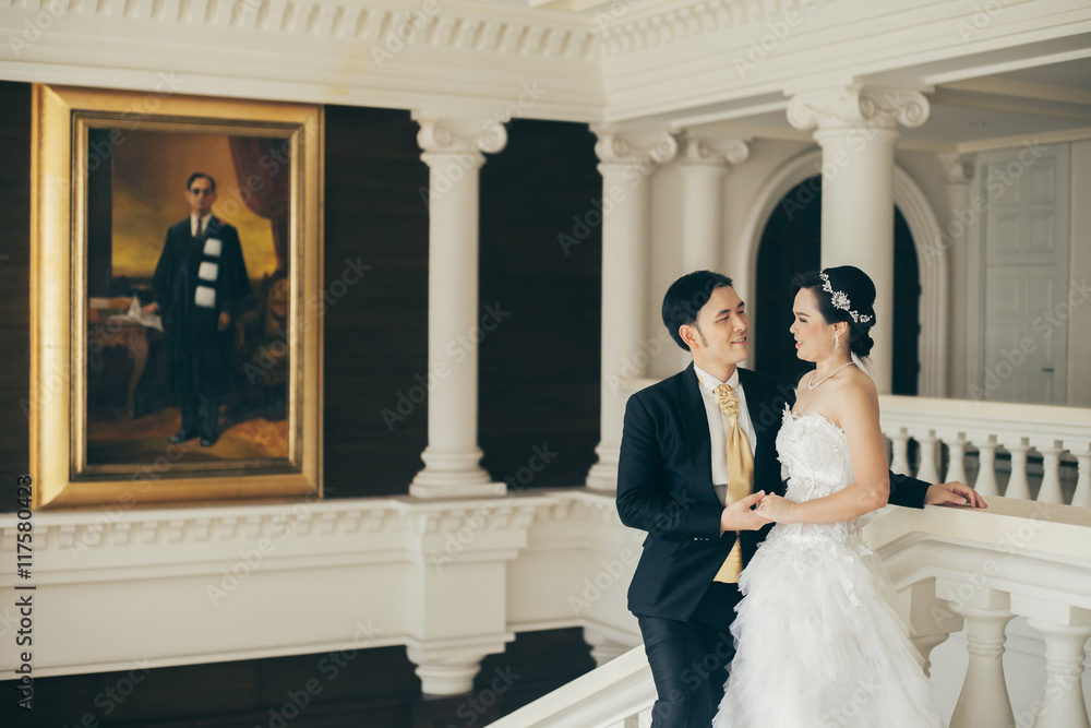 Bride and groom on their wedding day