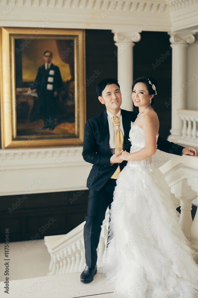 Bride and groom on their wedding day