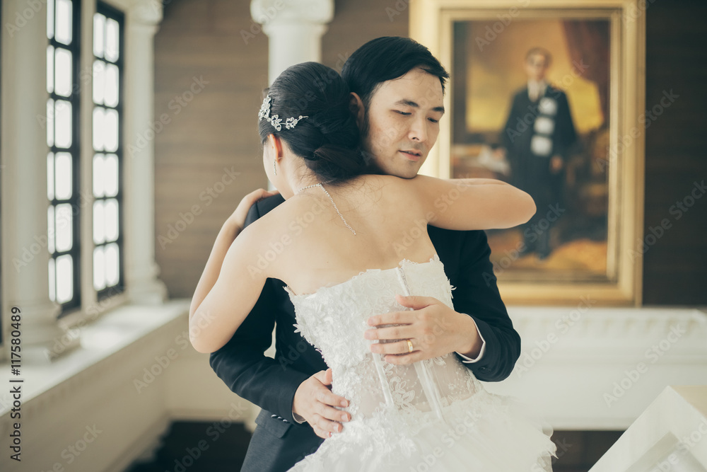 Bride and groom on their wedding day