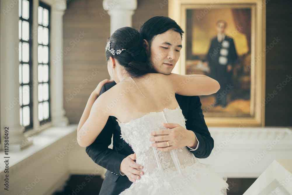 Bride and groom on their wedding day