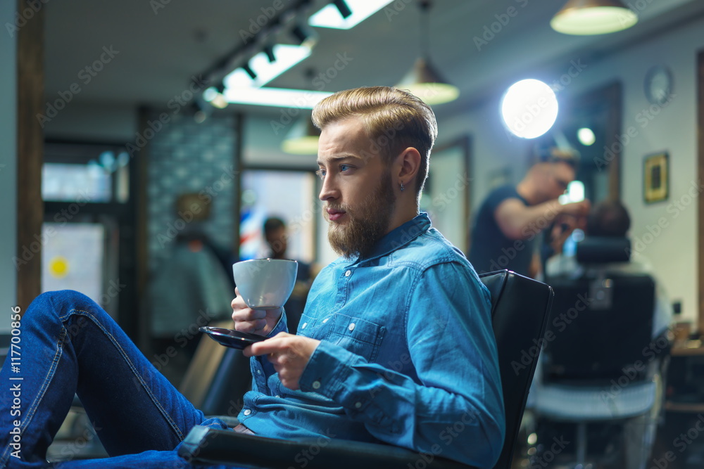 Hipster in barber shop