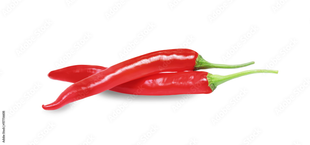 Fresh red chili pepper isolated on a white background