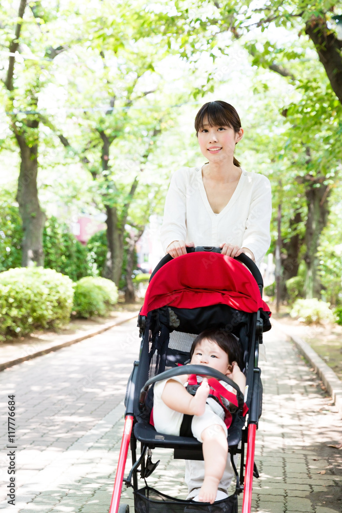 portrait of asian mother and baby