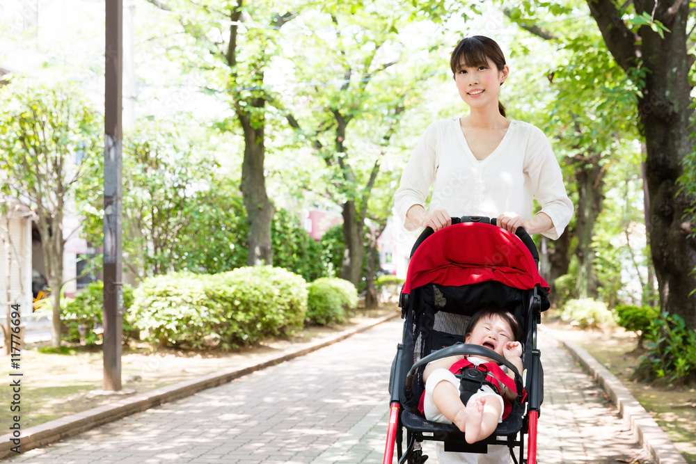 portrait of asian mother and baby