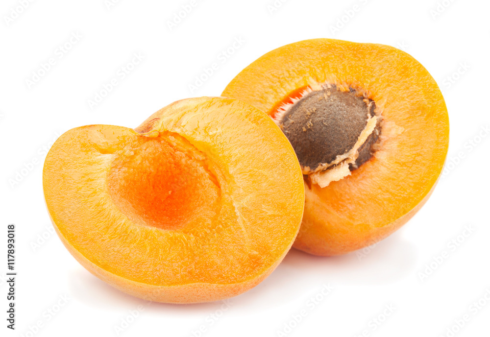 Apricot fruit on white