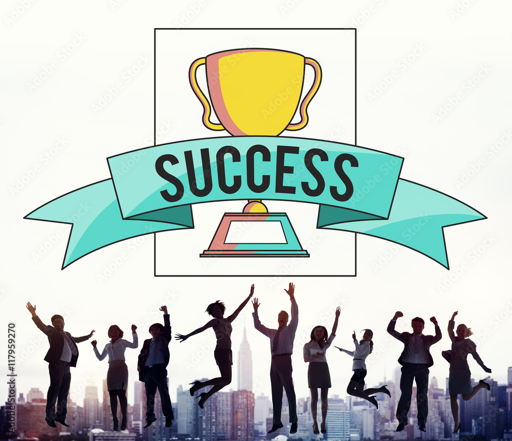 Business People Achievement Success Jumping Celebration Concept