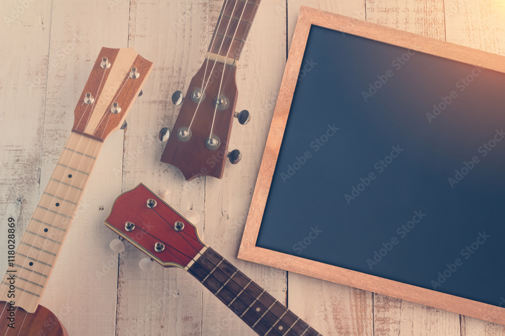 empty chalkboard and ukuleles.jpg