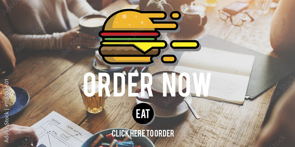 Menu Restaurant Order Now Online Burger Fast Food Concept