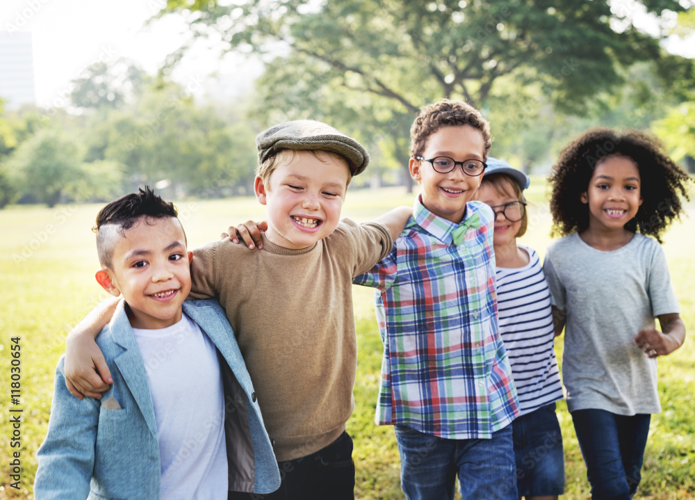 Children Friendship Togetherness Playful Happiness Concept