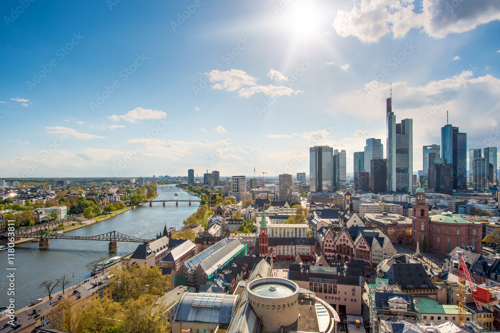 Skyline at center business district in Frankfurt, Germany