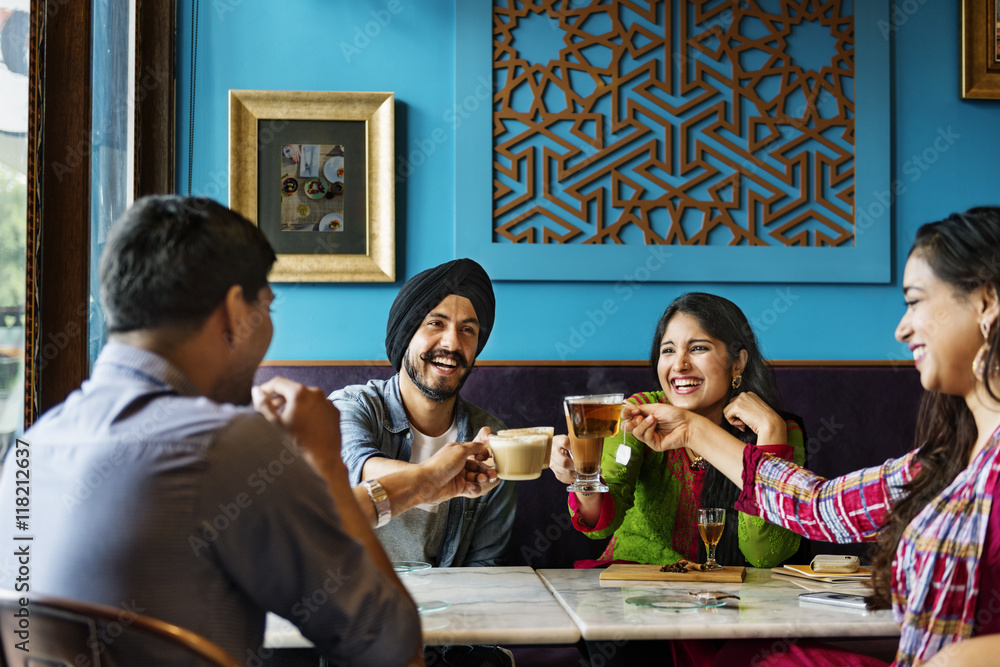 Friends Relaxed Happy Coffee Meeting Concept