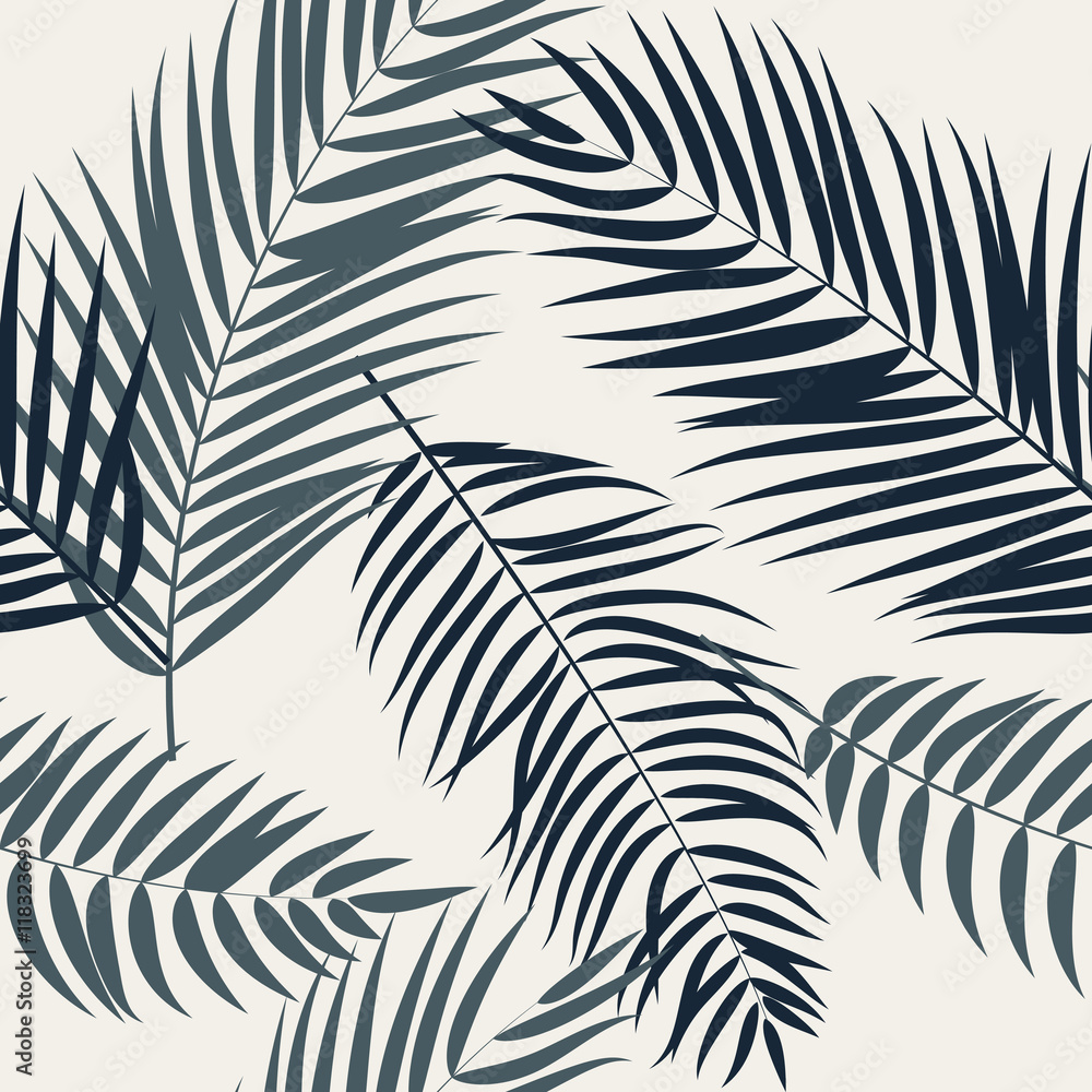 Beautifil Palm Tree Leaf  Silhouette Seamless Pattern Background