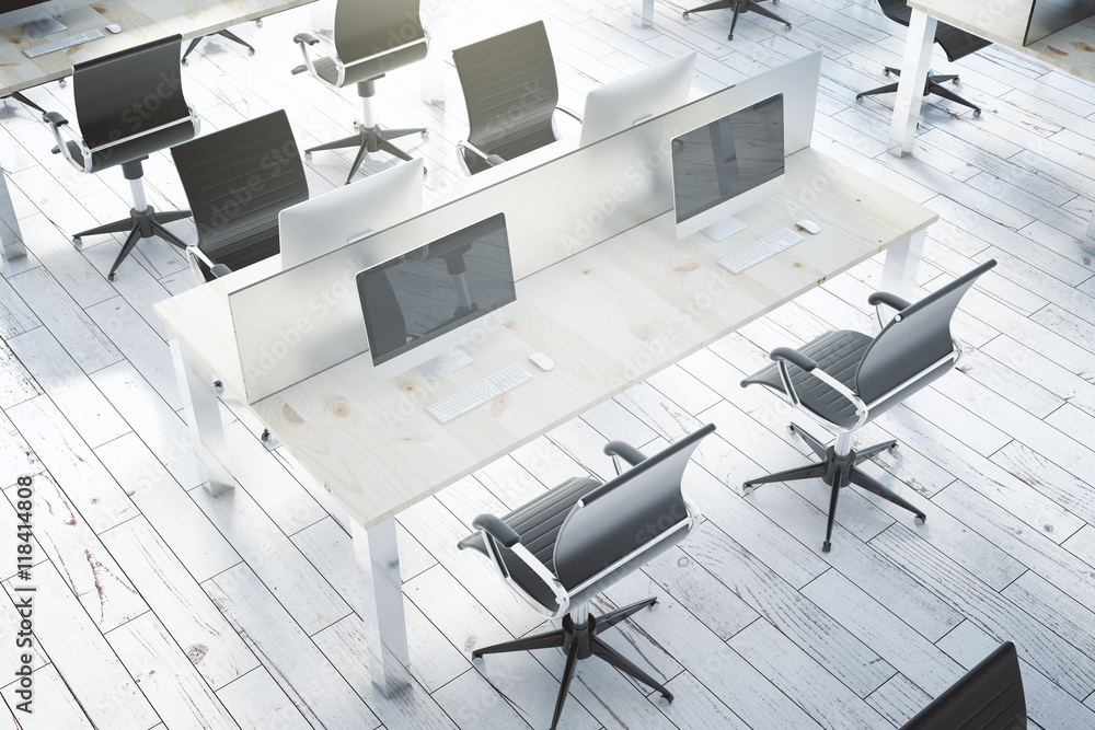 White coworking office interior top