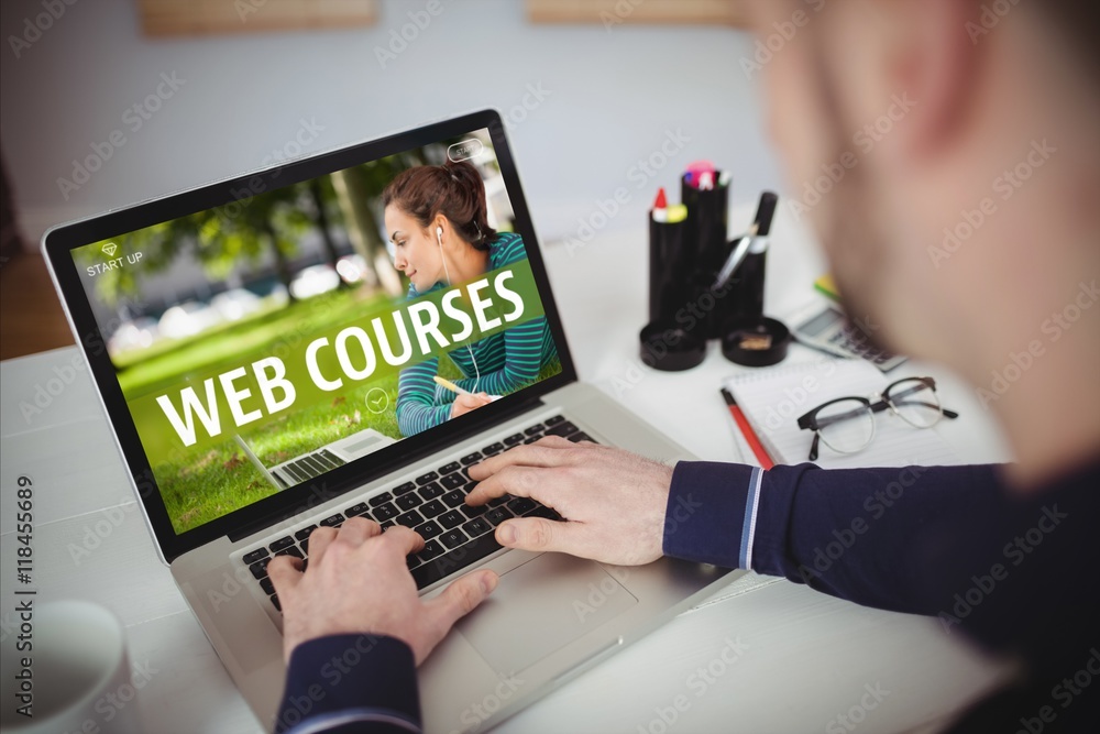 Composite image of web course ad