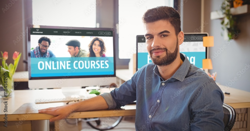 Composite image of online courses interface