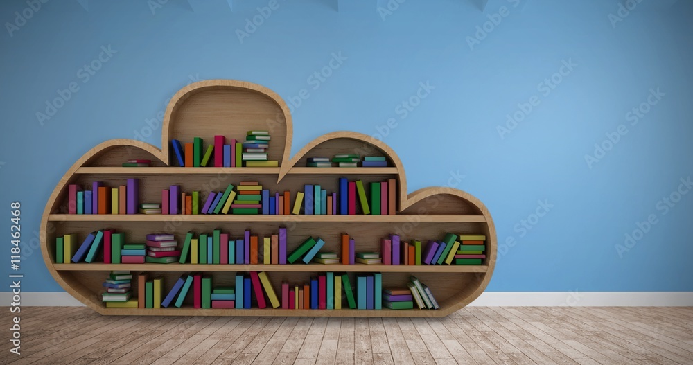 various colorful books arranged on cloud shaves