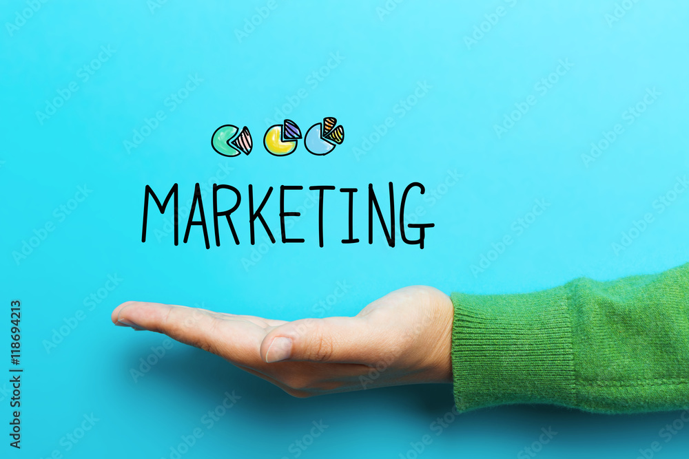 Marketing concept with hand