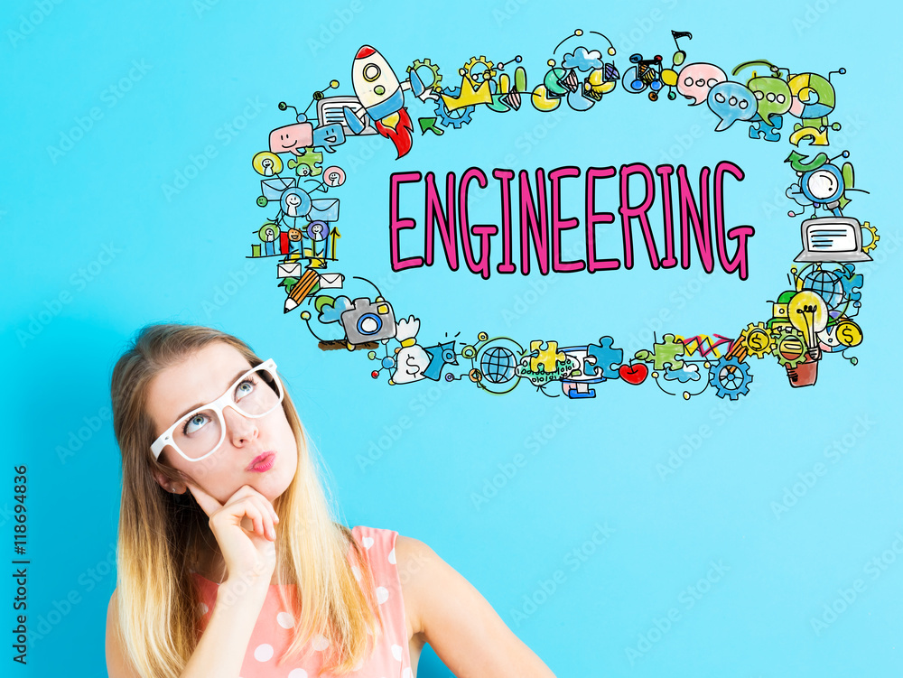 Engineering concept with young woman