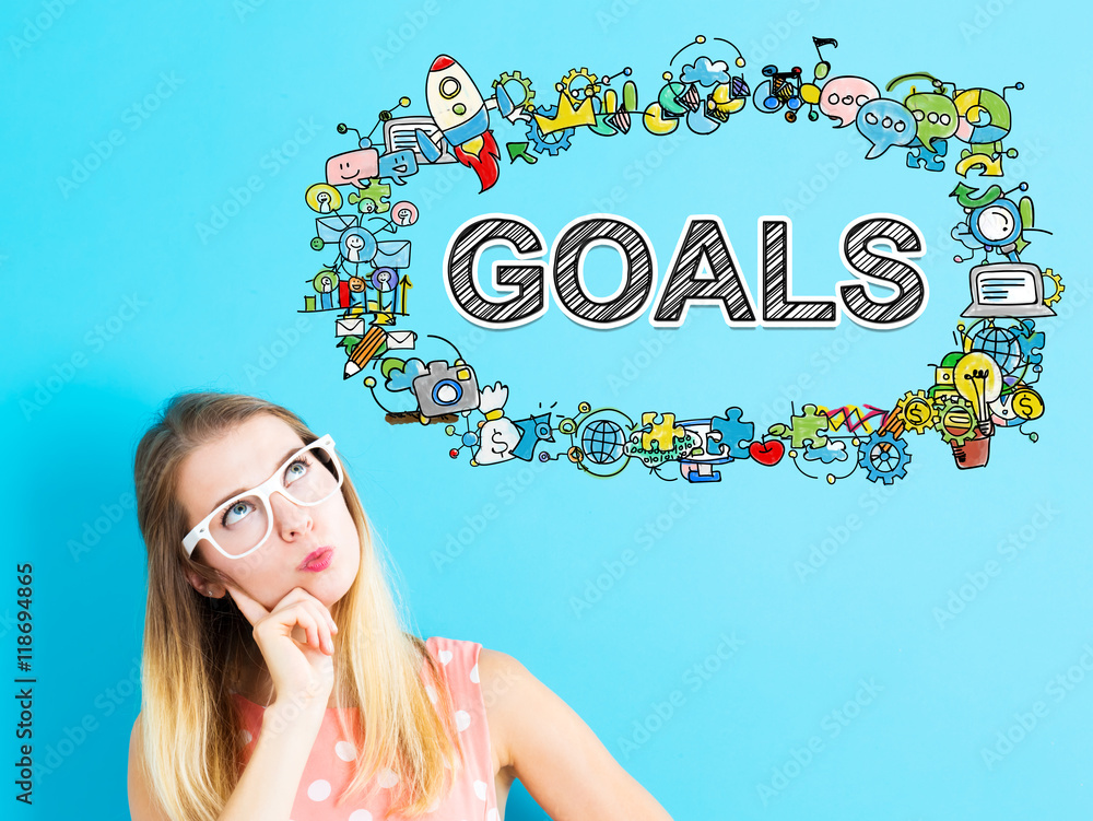 Goals concept with young woman