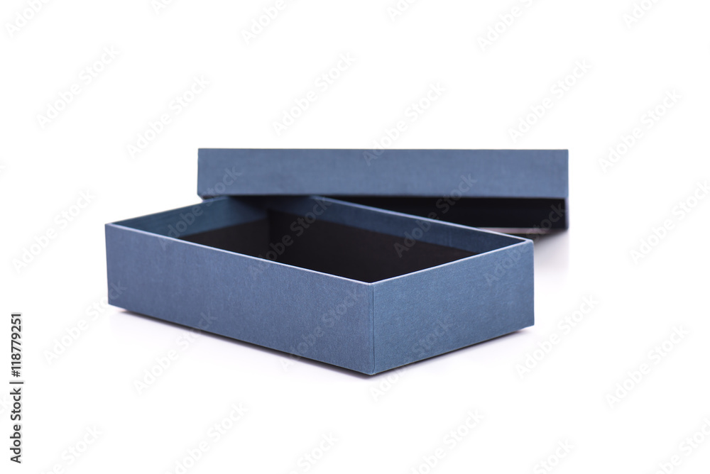 Blue open gift box