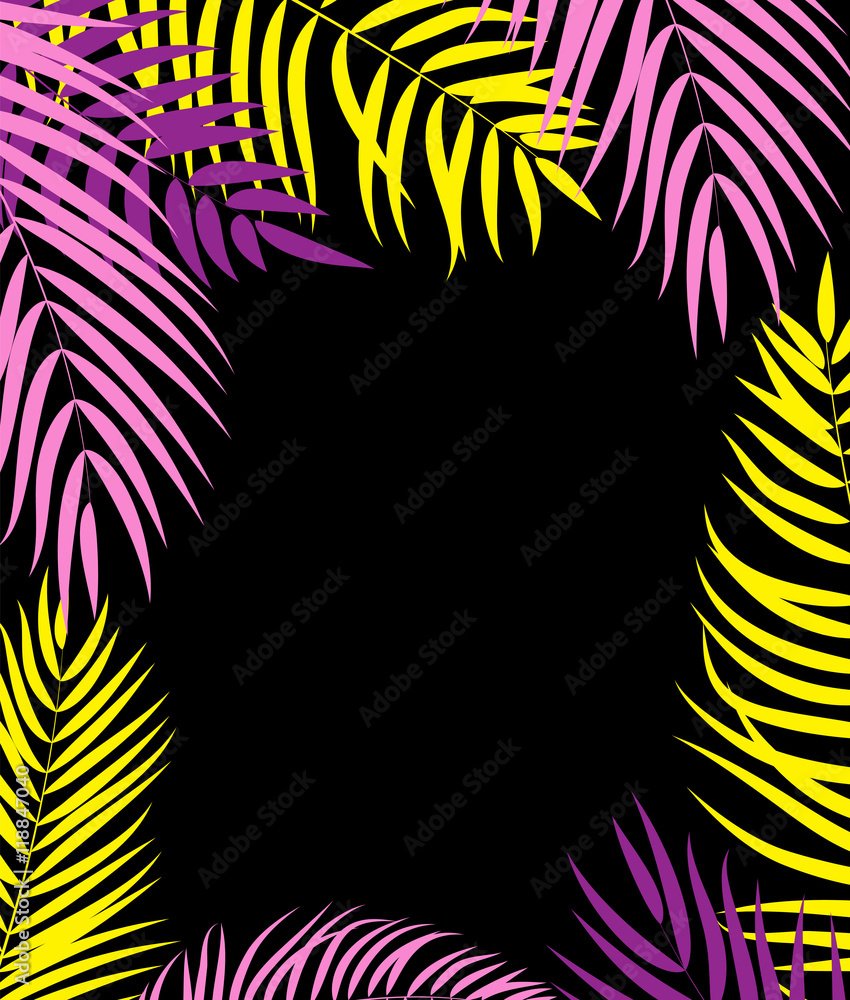 Beautifil Palm Tree Leaf  Silhouette Background Vector Illustrat