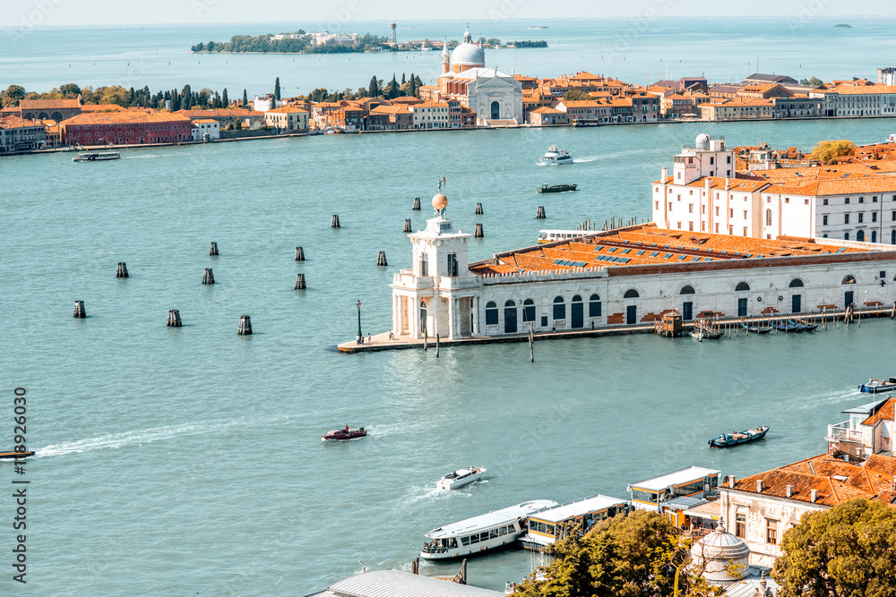 威尼斯punta della Dogana和La Giudecca岛鸟瞰图