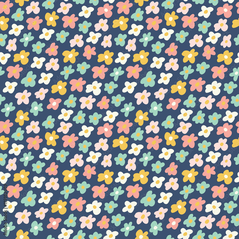 Cute little flowers seamless pattern. Vector illustration